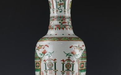A Wucai Figure-storied Big Porcelain Guanxin Vase with