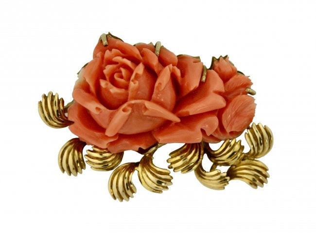 A carved Coral Brooch