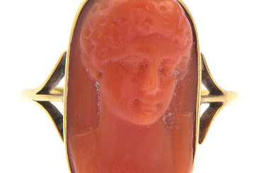 A carved coral ring.