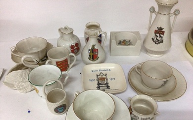 A collection of WH Goss created china vases cups and saucers...