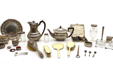 A collection of silver and silver plate