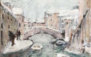 A. de Francesco "Venice Scene" oil on canvas, (frame) signed lower left
