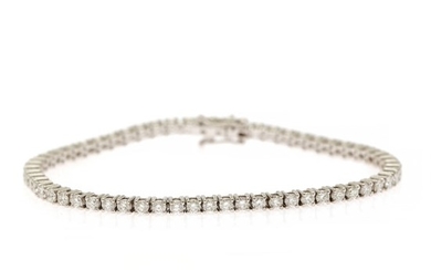 A diamond bracelet set with numerous brilliant-cut diamonds weighing a total of app. 3.87 ct., mounted in 18k white gold. L. app. 18 cm.