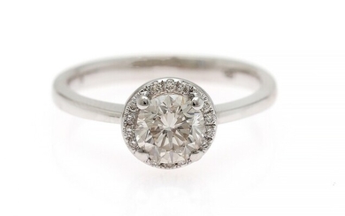 NOT SOLD. A diamond ring set with a brilliant-cut diamond weighing app. 1.00 ct. encircled...