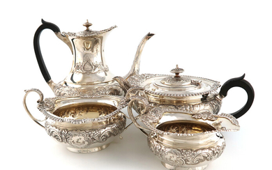 A four-piece Edwardian silver tea and coffee set