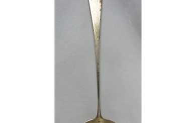 A large Georgian silver soup ladle, Hanoverian pattern, engr...