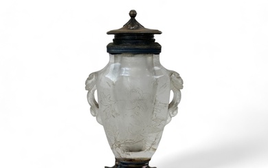 A late 19th century Chinese rock crystal silver mounted scen...