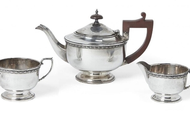 A late George V silver three-piece tea set, Birmingham, c.1933,...