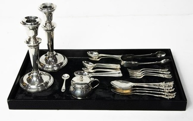 A lot of miscellaneous sterling flatware including (6) English fig shaped spoons with leaf handles 5