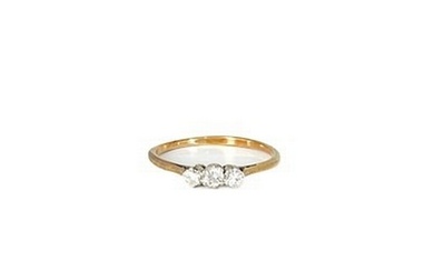 A mid 20th century gold diamond three-stone ring, estimated ...