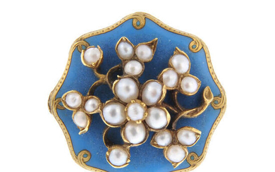 A mid Victorian gold seed pearl and enamel floral brooch.