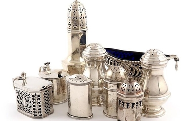 A mixed lot of silver condiments, various dates...