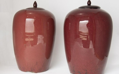 A pair of Chinese Sang-de-Boeuf ginger jars, 19th