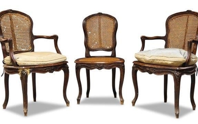 A pair of Louis XV beech and...