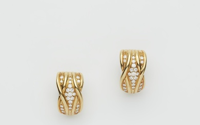 A pair of Monegasques 18k gold and diamond clip earrings.
