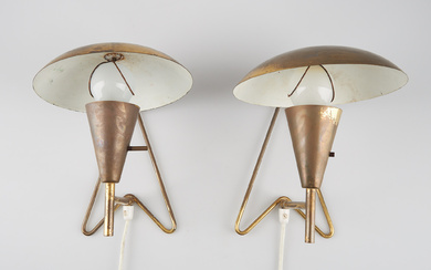 A pair of brass wall lamps, model EV 57, Itsu 1950s.