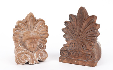 A pair of decorative elements ANTEFIX FOR CEILINGS, Mediterranean region, 18th/20th century.