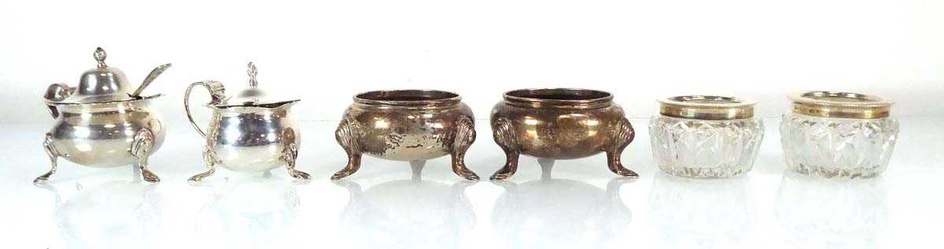 A pair of early 20th century silver salts of squat...