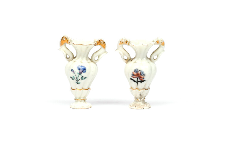 A pair of miniature Italian porcelain vases c.1750-70