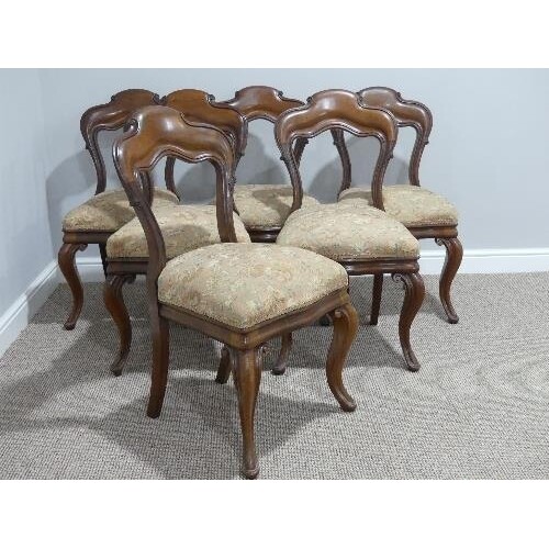 A set of six Victorian mahogany Dining Chairs, with cabriole...