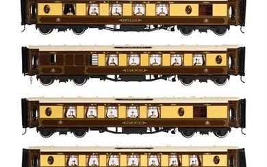 A very fine rake of seven Gauge 1 'The Queen of Scots' Pullman coaches built by Peter Rogers