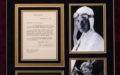 AN AMELIA EARHART SIGNED LETTER 1932 mounted in a...