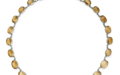 AN ANTIQUE CITRINE RIVIERE NECKLACE in silver