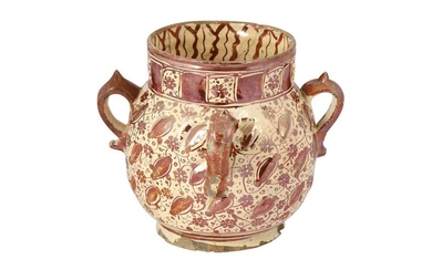 AN HISPANO-MORESQUE RUBY COPPER LUSTRE POTTERY VASE Manises, Post-Nasrid Spain, first half 17th century