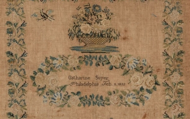 AN UNUSUAL 1832 CATHARINE GUYER PHILADELPHIA SAMPLER
