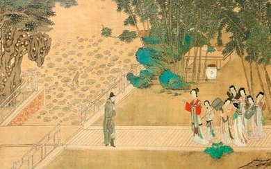 ANONYMOUS (QING DYNASTY) SERICULTURE AND IMPERIAL CONCUBINES IN A GARDEN...