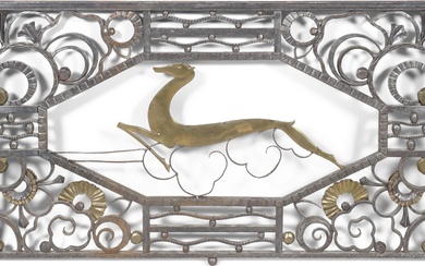 ART DECO WROUGHT IRON FRIEZE, IN THE MANNER OF EDGAR BRANDT (FRENCH, 1880-1960) 23 1/2 x 58 3/4 in. (59.7 x 149.2 cm.)