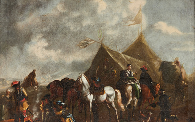 AUGUST QUERFURT (1696-1761). Attributed to. Camp with Soldiers.