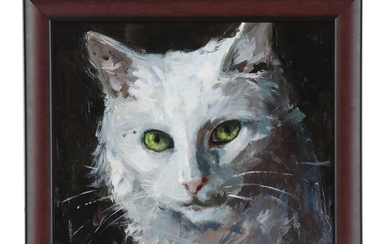 Adam Deda Oil Painting "White Cat"