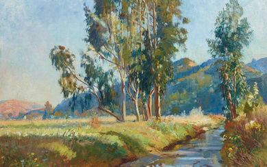 Adolf M. Brougier (1870-1926) Eucalyptus Along a Brook (Santa Barbara)...