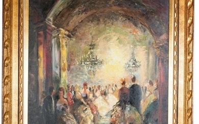 After Ludwig Gschossmann Ballroom Scene Painting
