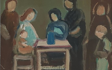 Aharon Giladi 1907-1993 (Israeli) Family oil on canvas