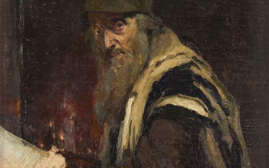 Alexej von JAWLENSKY (1864-1941) Juif en prière, 1891 Huile sur toile avec au dos inscriptions,...