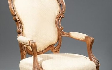 American Rococo Carved Walnut Armchair