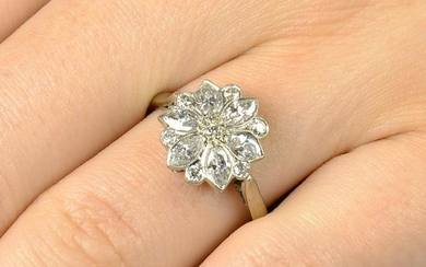 An 18ct gold marquise-shape and brilliant-cut diamond