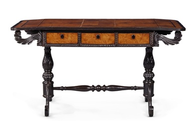 An Anglo-Indian Ebony and Amboyna Sofa Table, Circa 1820