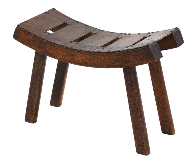 An Arts and Crafts 'Egyptian' pine stool