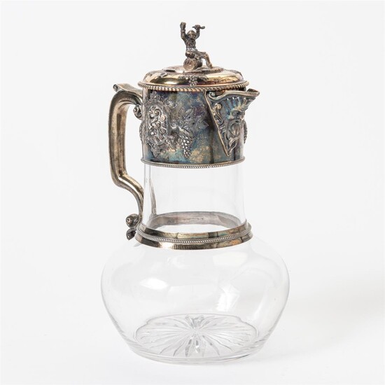 (-), An English cut-glass silver-gilt mounted jug Mark...