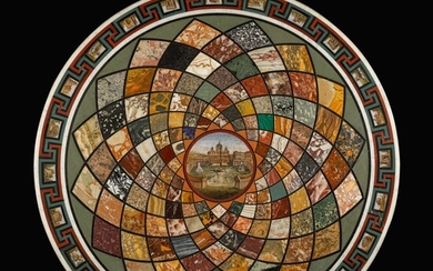 An Italian micromosaic and specimen marble table top, Rome, first half 19th century