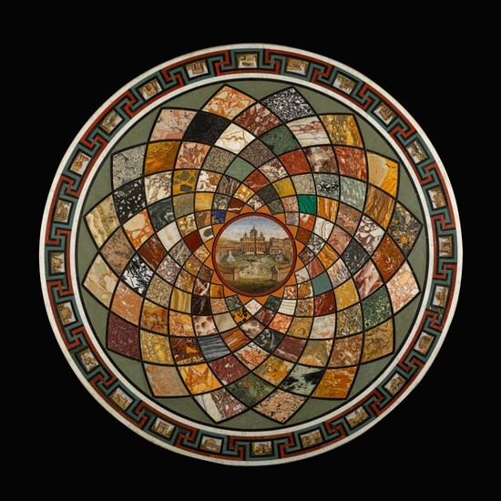 An Italian micromosaic and specimen marble table top, Rome, first half 19th century