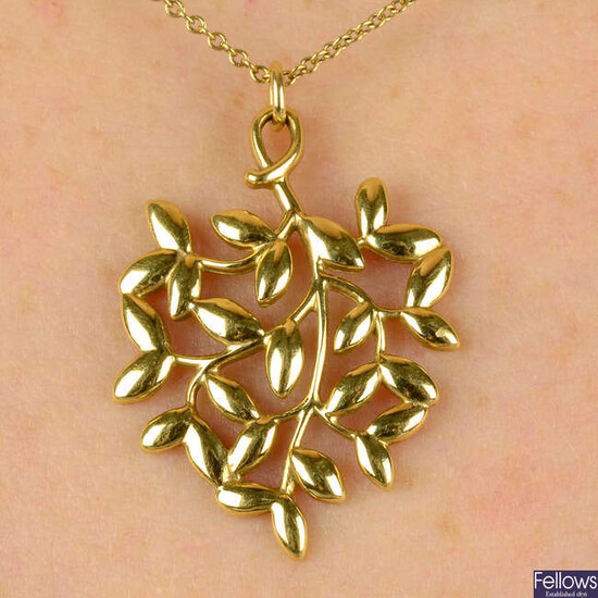 An 'Olive Leaf' pendant on chain, by Paloma Picasso for Tiffany & Co.