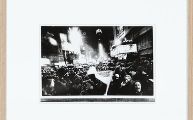 An original b/w press photograph of Times Square, New York on New...