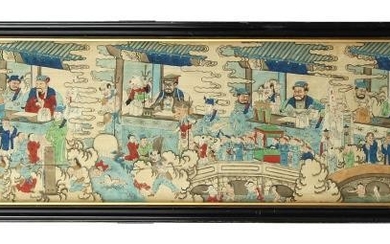 An unusual 19th century Chinese painting on silk depicting...