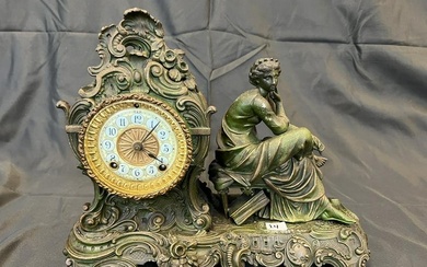 Ansonia Figural Clock with Seated Maiden