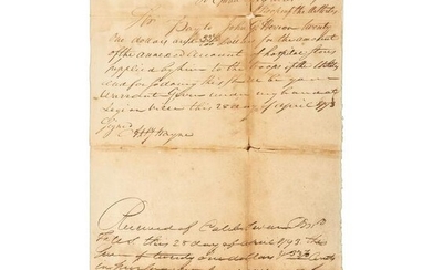 Anthony Wayne Warrant of Payment Signed, 1793