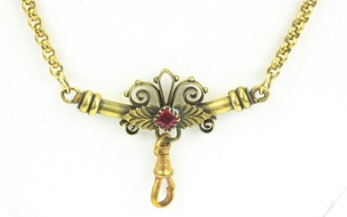 Antique 19th C Gold Filled Necklace w Dog Clip